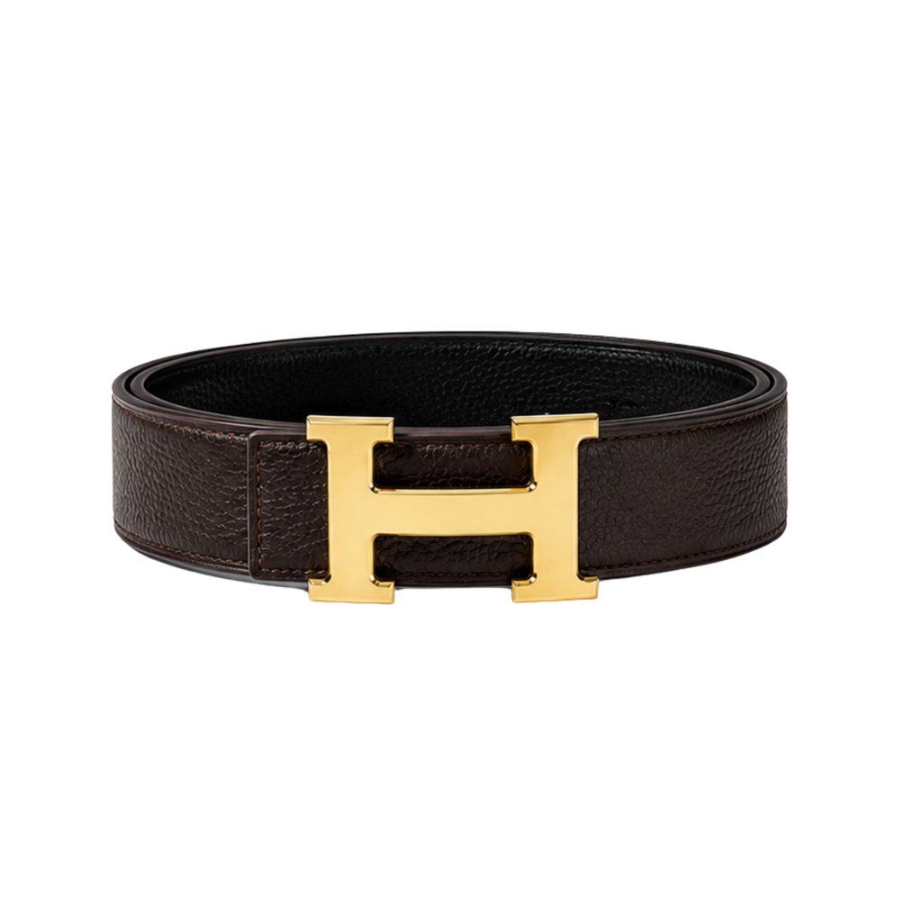 Hermès Brown Gold Logo Belt – Brown & Gold & Logo