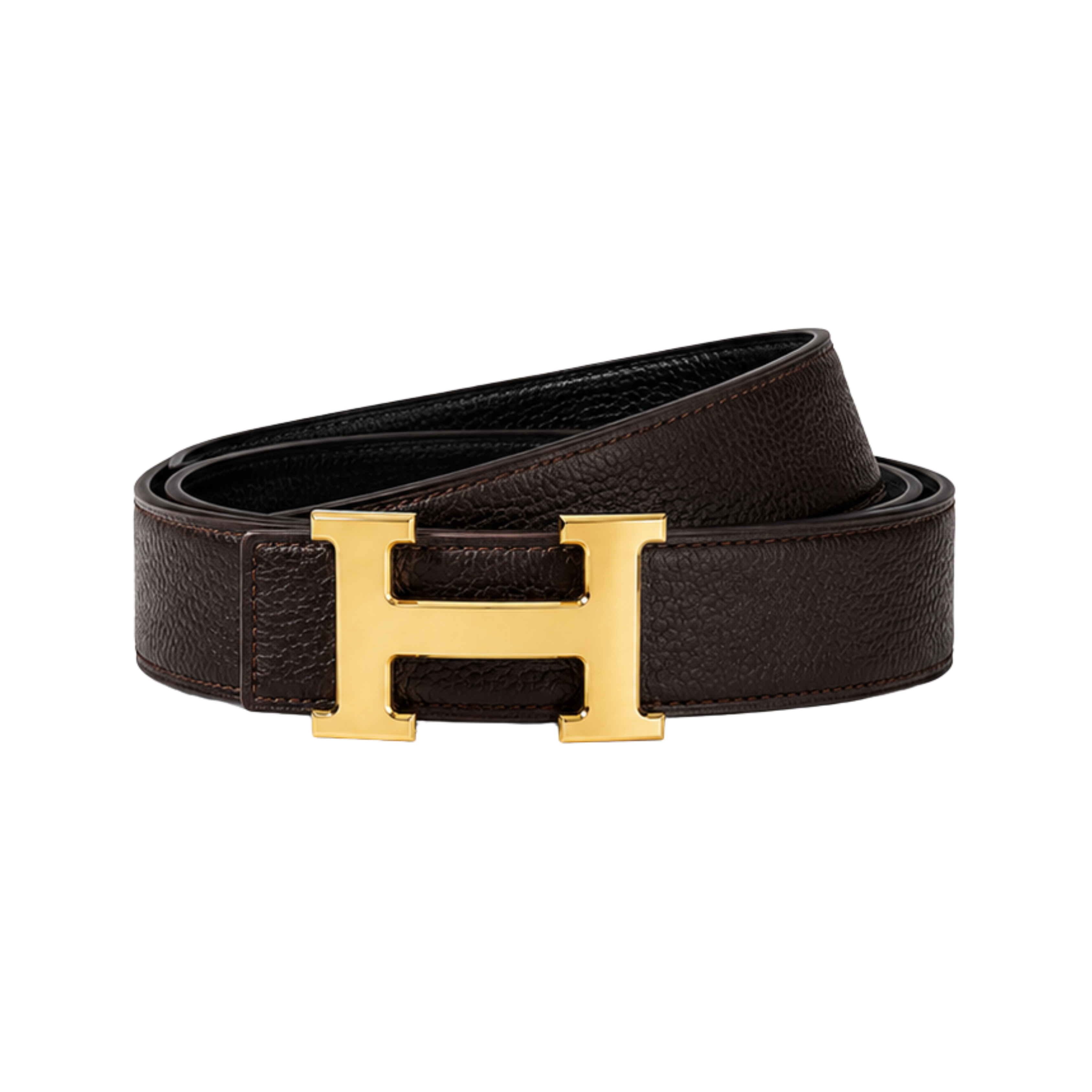 Hermès Brown Gold Logo Belt – Brown & Gold & Logo