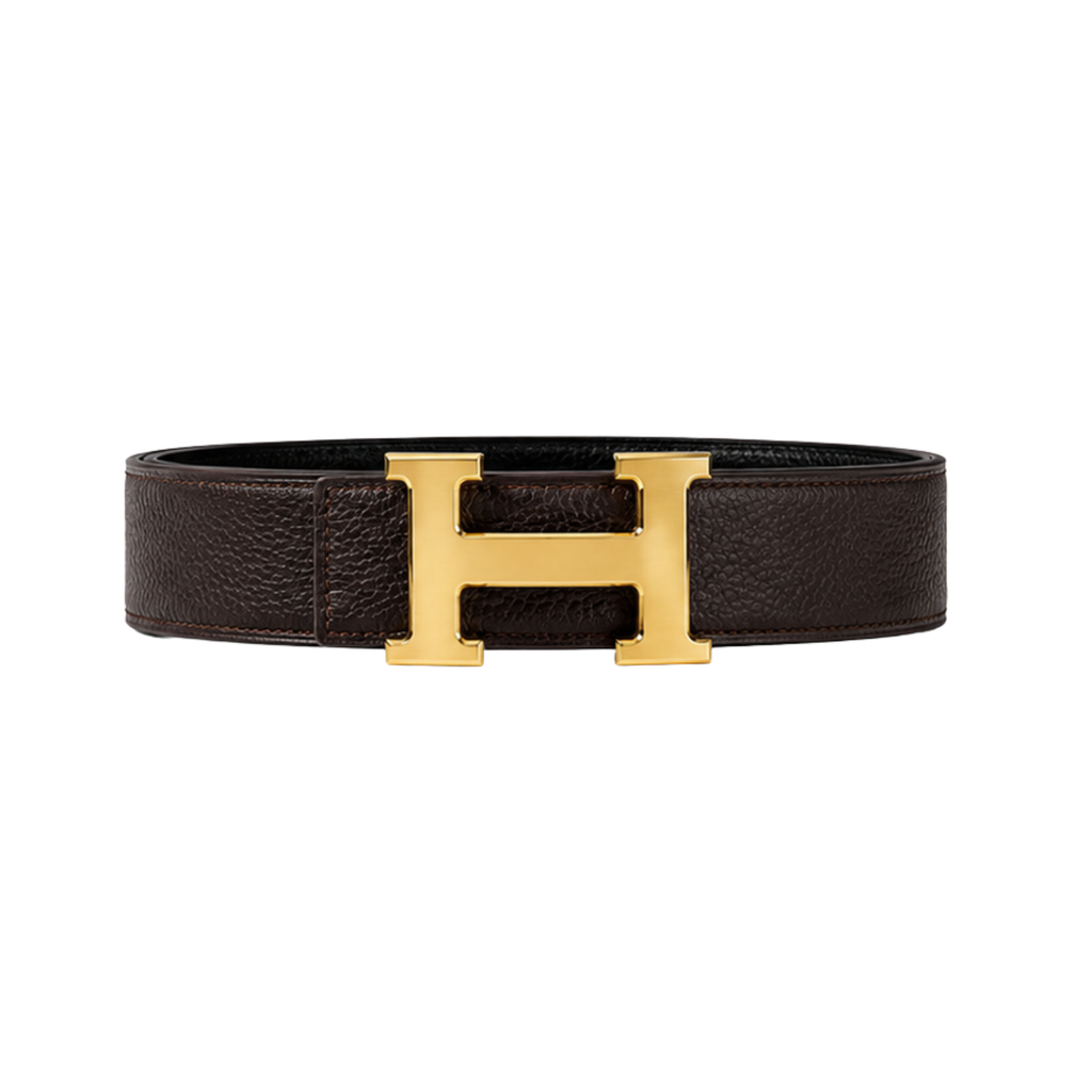 Hermès Brown Gold Logo Belt – Brown & Gold & Logo