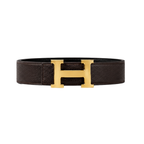 Hermès Brown Gold Logo Belt – Brown & Gold & Logo