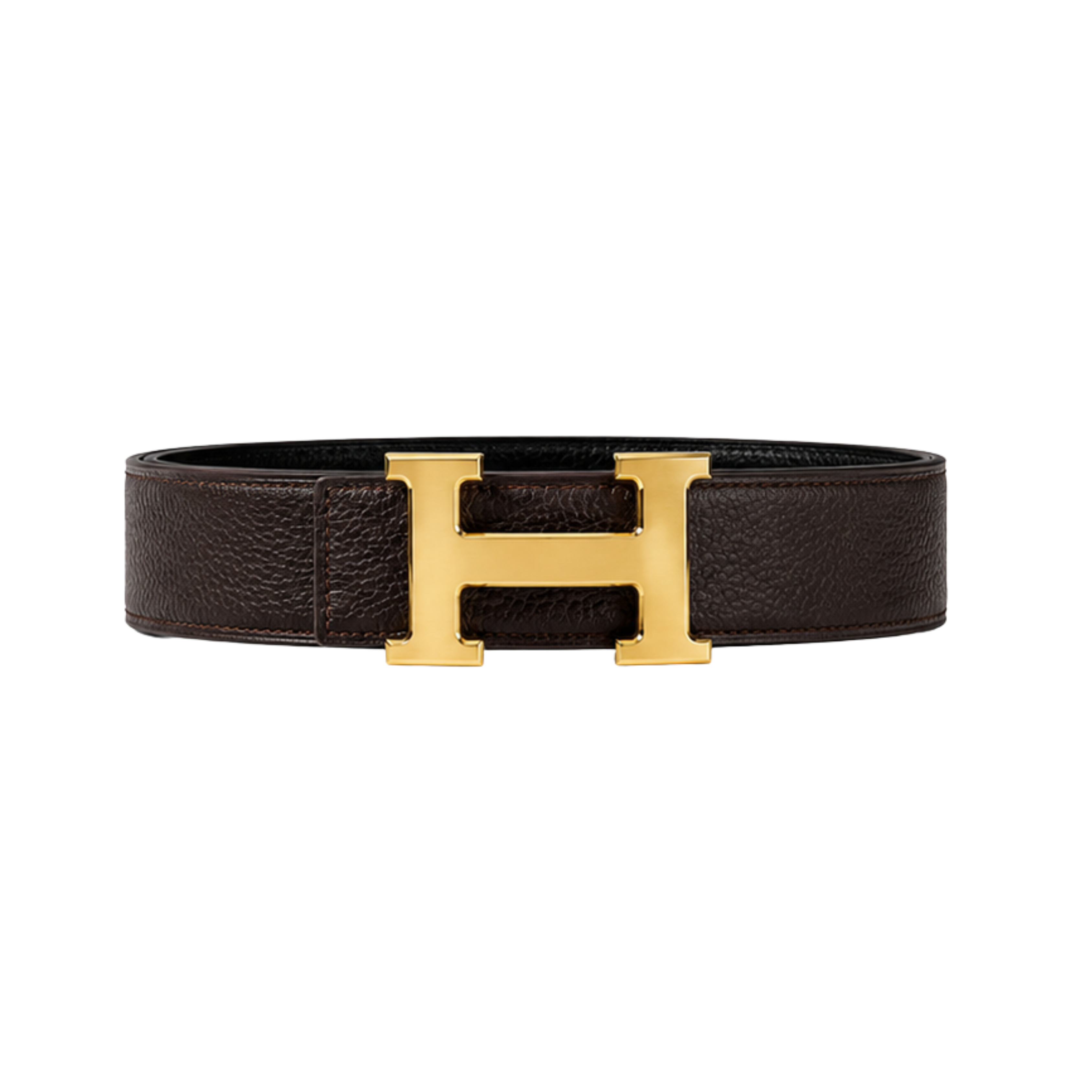 Hermès Brown Gold Logo Belt – Brown & Gold & Logo