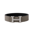 Hermès Gray Silver Logo Belt – Silver & Gray & Logo