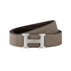 Hermès Gray Silver Logo Belt – Silver & Gray & Logo