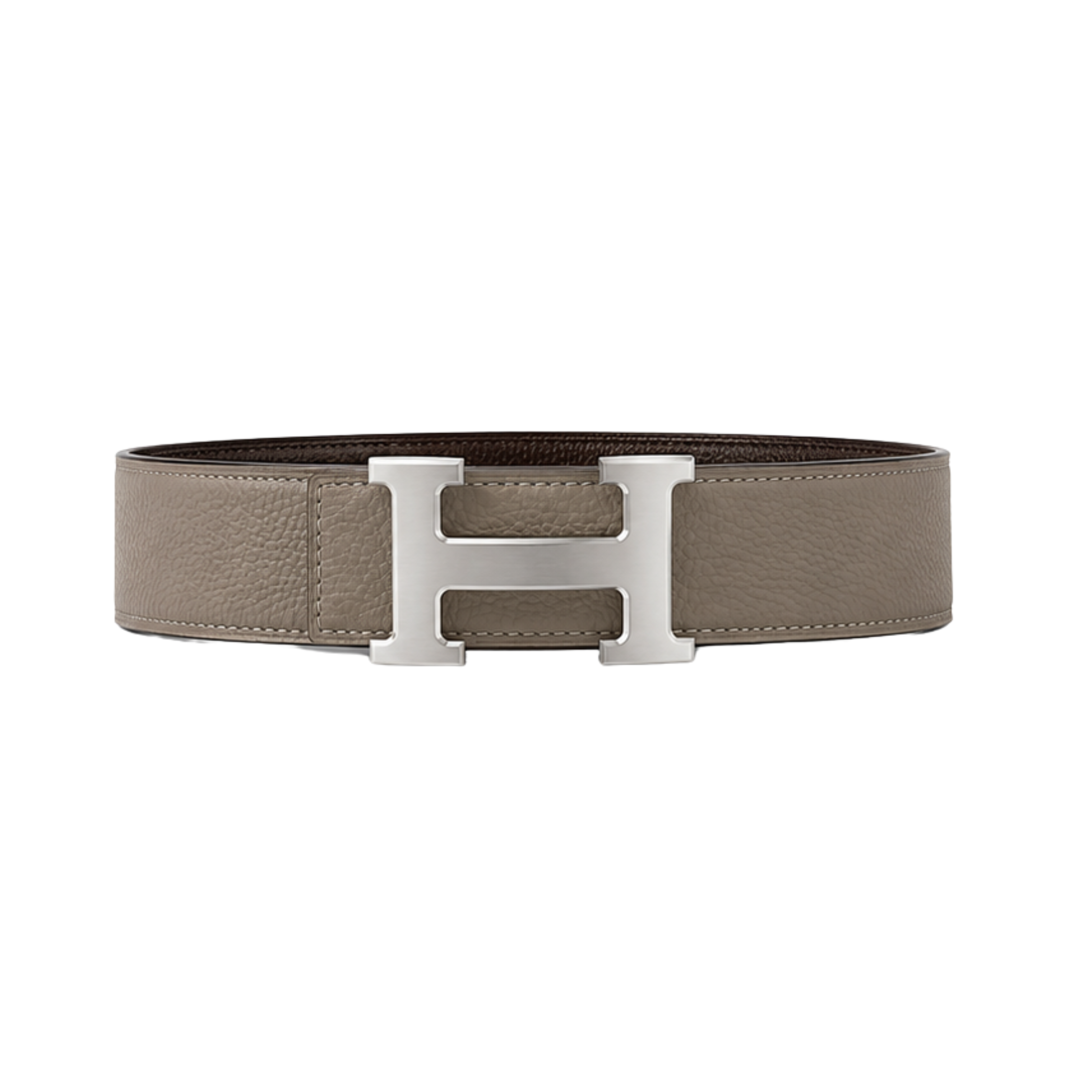 Hermès Gray Silver Logo Belt – Silver & Gray & Logo