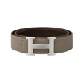 Hermès Light Brown Silver Logo Belt – Brown & Silver & Light Brown