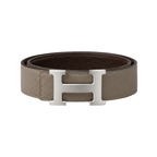 Hermès Light Brown Silver Logo Belt – Brown & Silver & Light Brown