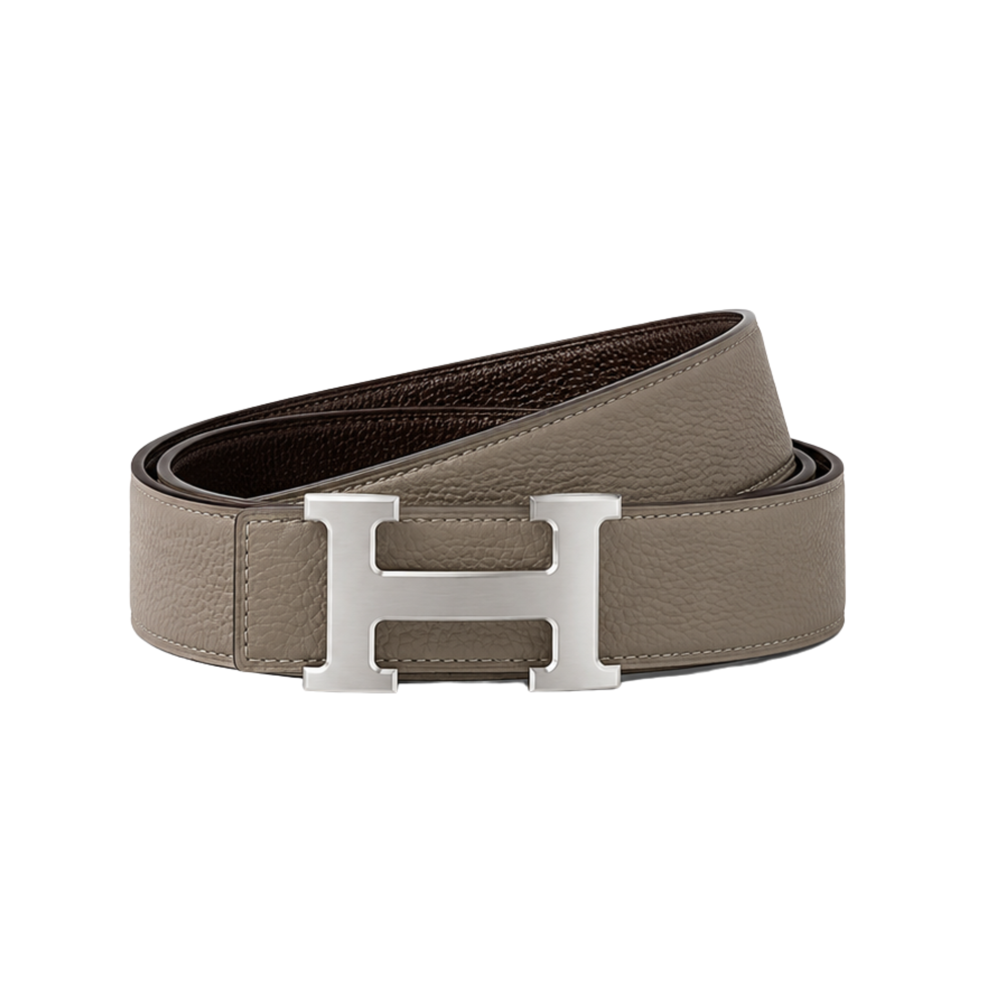 Hermès Light Brown Silver Logo Belt – Brown & Silver & Light Brown