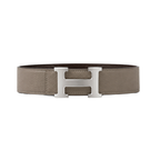 Hermès Light Brown Silver Logo Belt – Brown & Silver & Light Brown