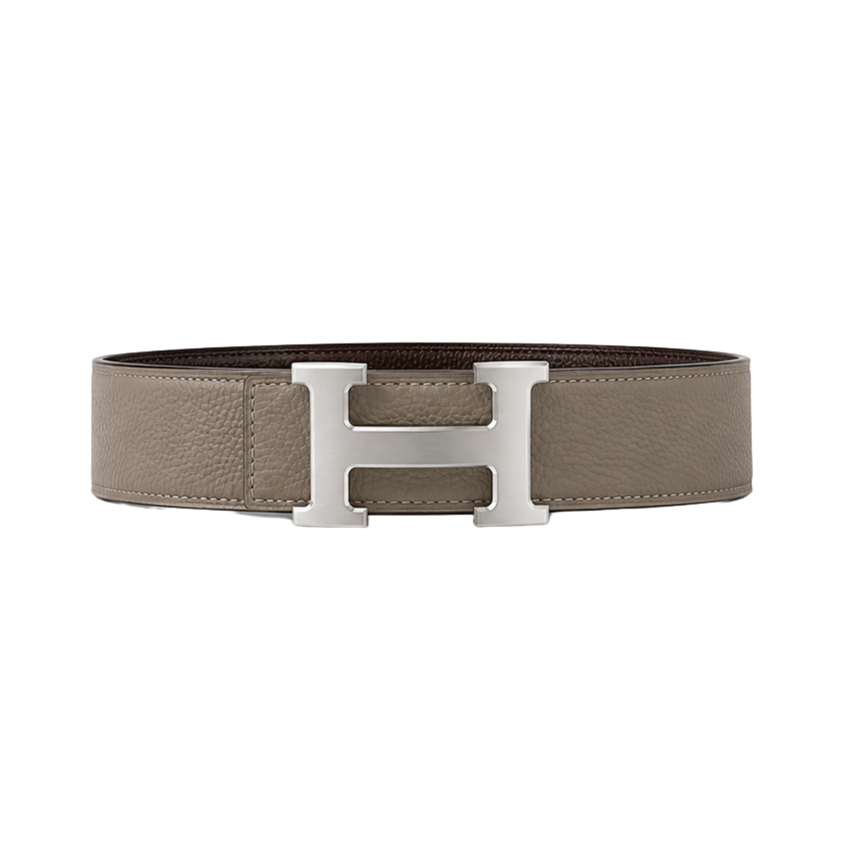 Hermès Light Brown Silver Logo Belt – Brown & Silver & Light Brown