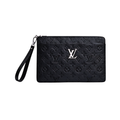 Louis Vuitton Black Leather Canvas Wrist Pouch – Black & Leather & Canvas