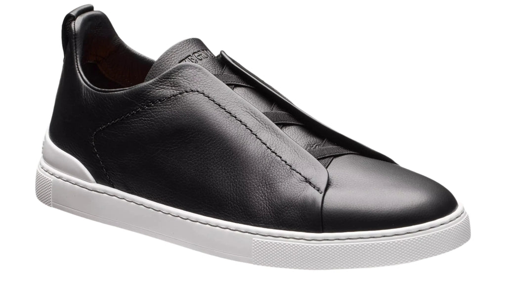 Zegna Triple Stitch Black Leather Sneaker – Men’s Edition