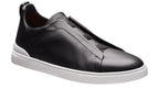 Zegna Triple Stitch Black Leather Sneaker – Men’s Edition
