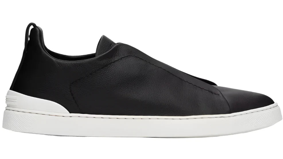 Zegna Triple Stitch Black Leather Sneaker – Men’s Edition