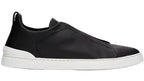 Zegna Triple Stitch Black Leather Sneaker – Men’s Edition
