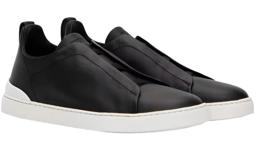 Zegna Triple Stitch Black Leather Sneaker – Men’s Edition