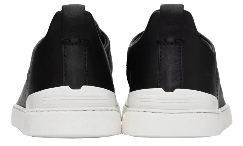 Zegna Triple Stitch Black Leather Sneaker – Men’s Edition