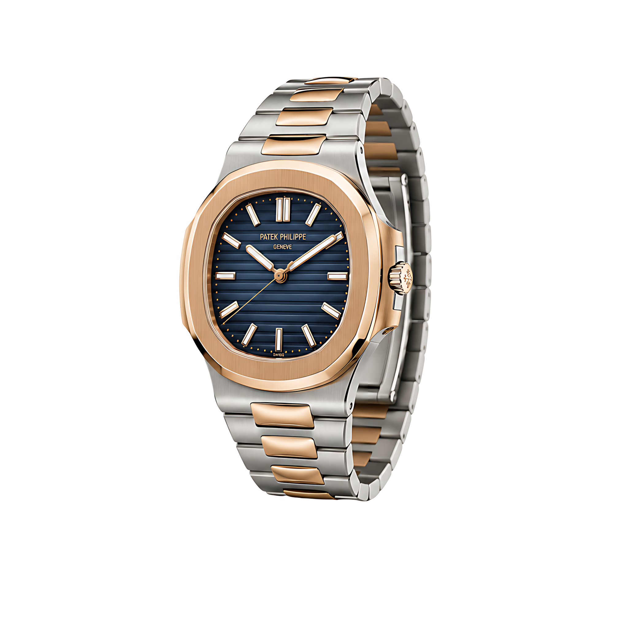 Patek Philippe Nautilus 5711 Blue Dial Two Tone Silver Rose Gold Watch