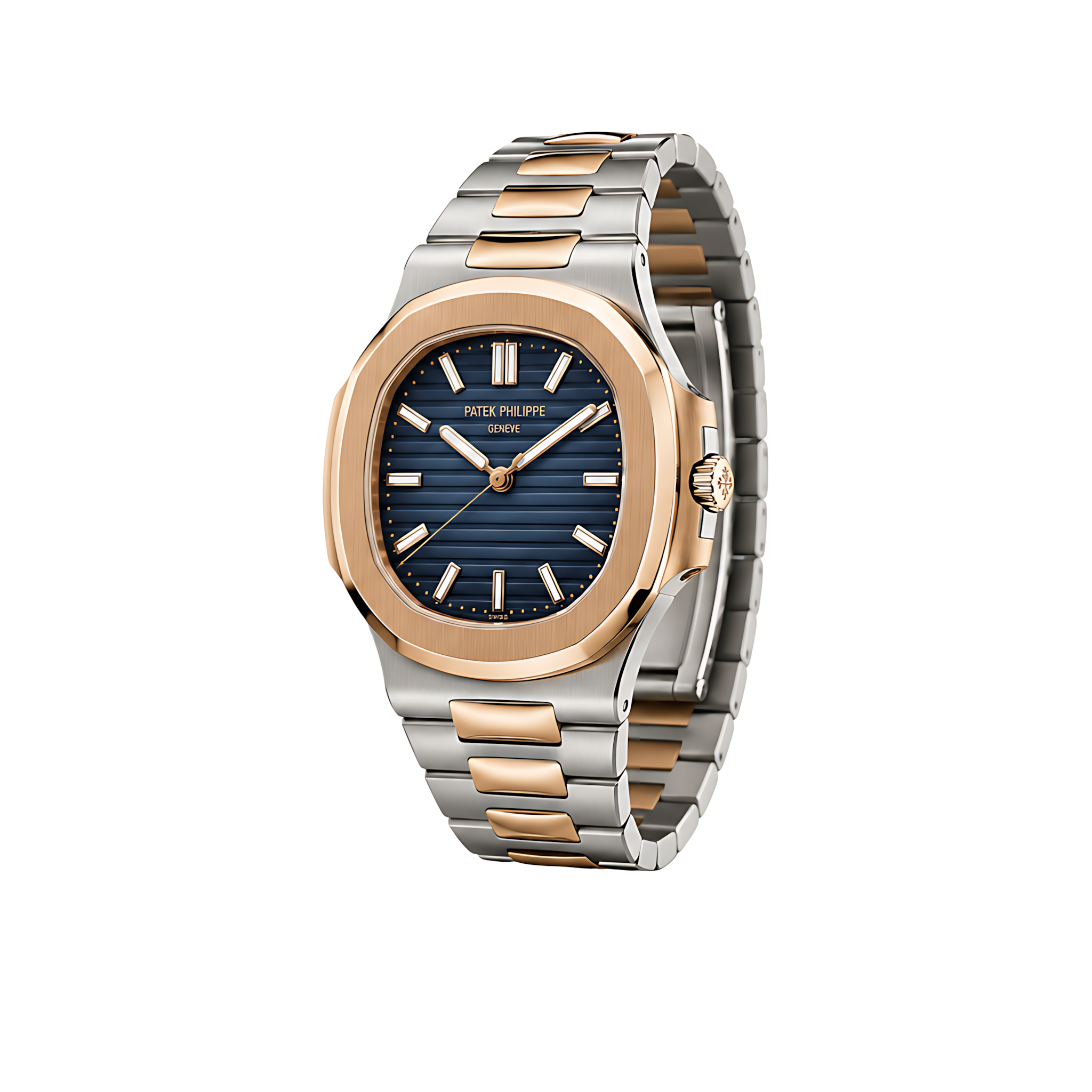 Patek Philippe Nautilus 5711 Blue Dial Two Tone Silver Rose Gold Watch