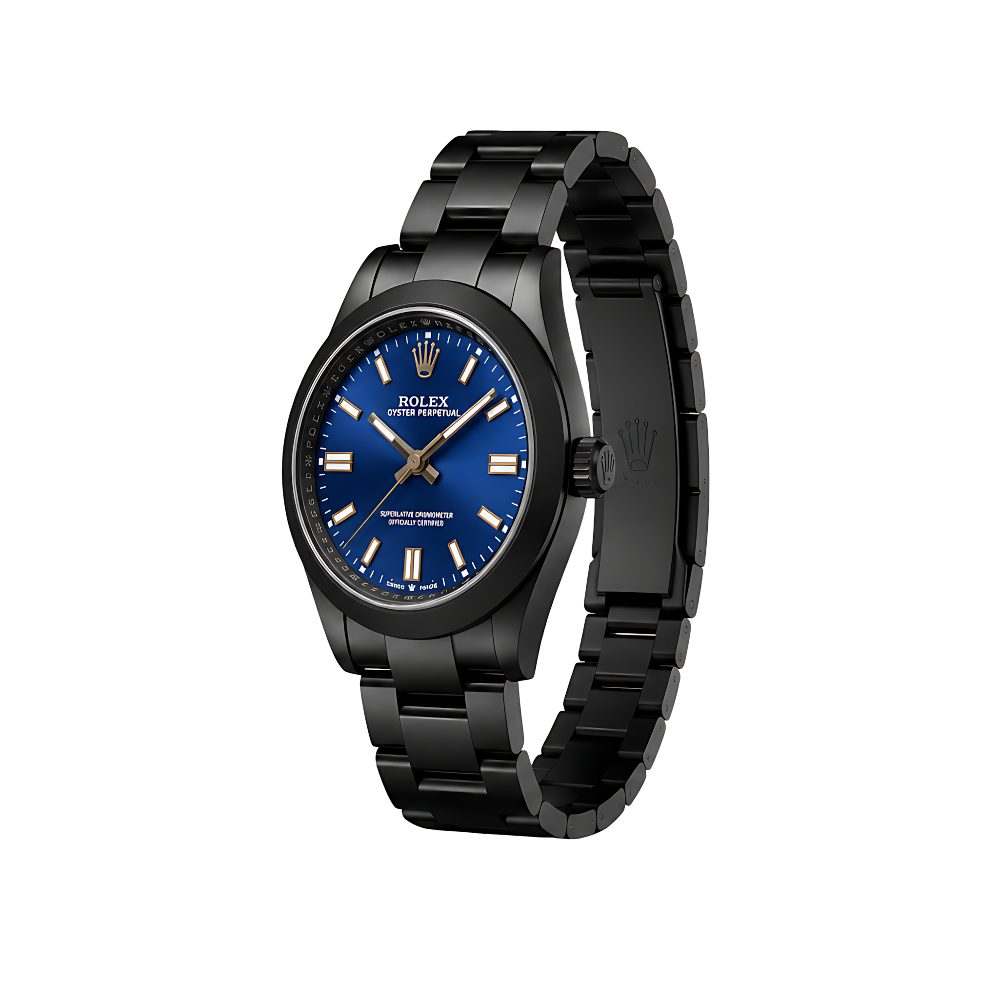 Rolex Oyster Perpetual Blue Dial Matte Black Watch – Black & Blue & Matte Black