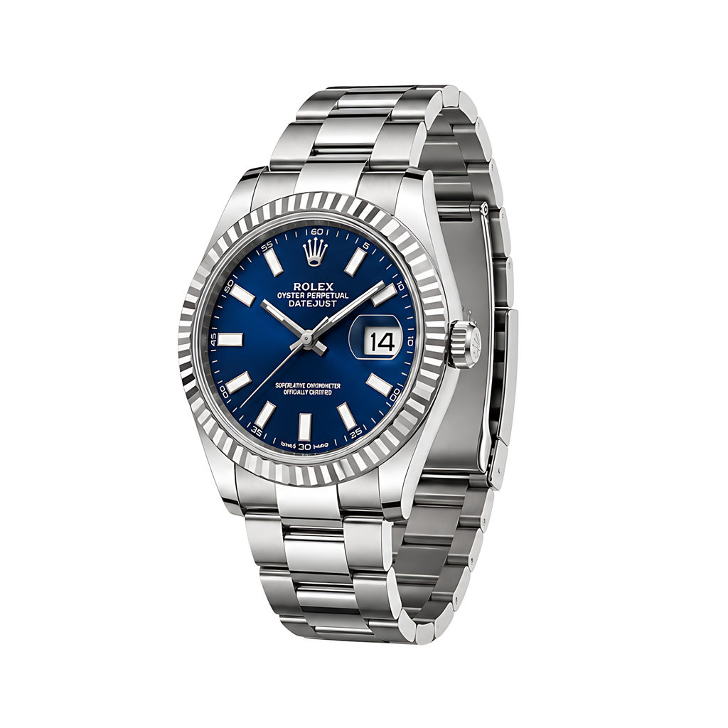 Rolex Datejust Blue Dial Fluted Bezel Silver Watch – Silver & Blue & Dial