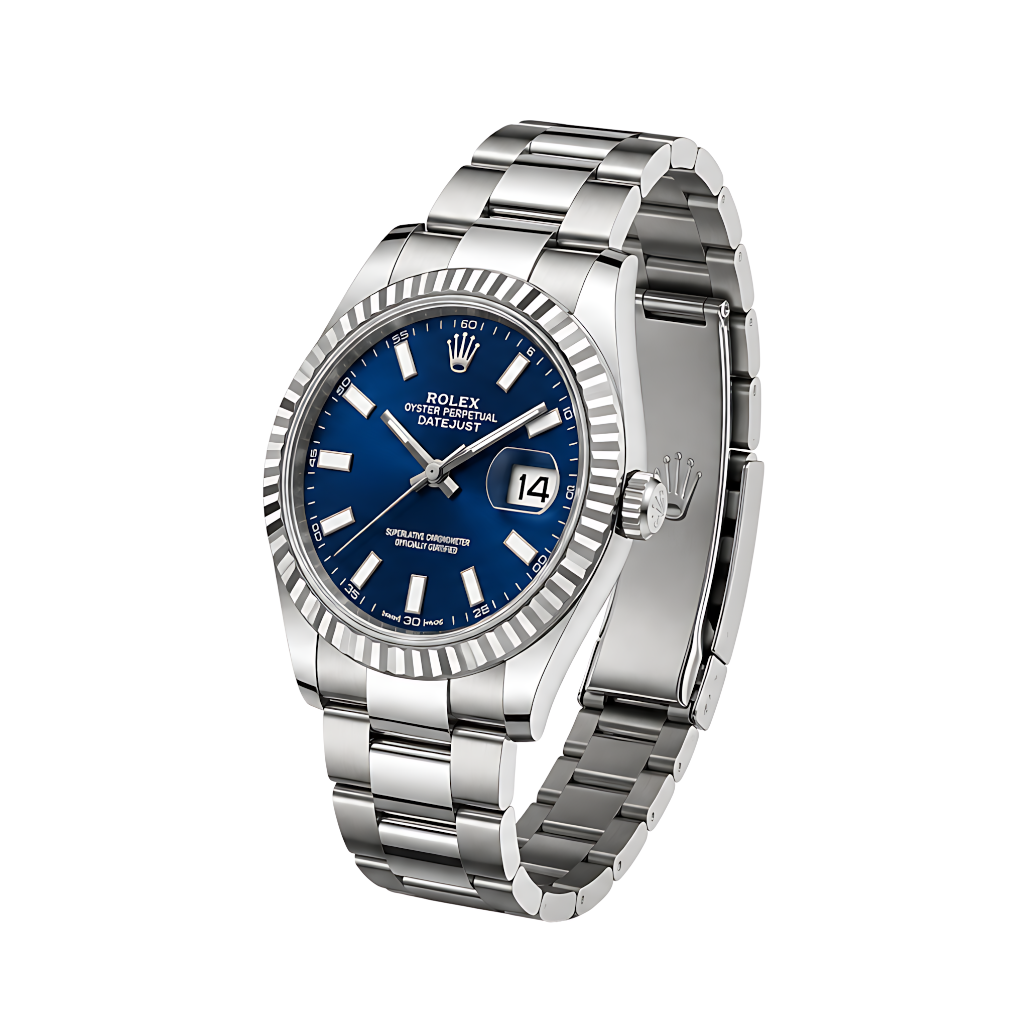 Rolex Datejust Blue Dial Fluted Bezel Silver Watch – Silver & Blue & Dial