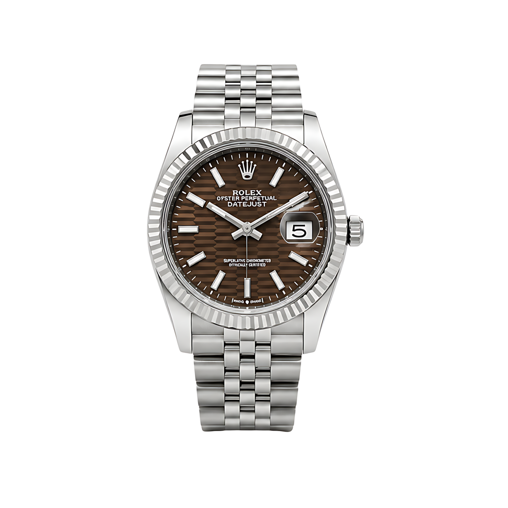 Rolex Datejust Brown Dial Fluted Bezel Silver Watch – Brown & Silver & Dial