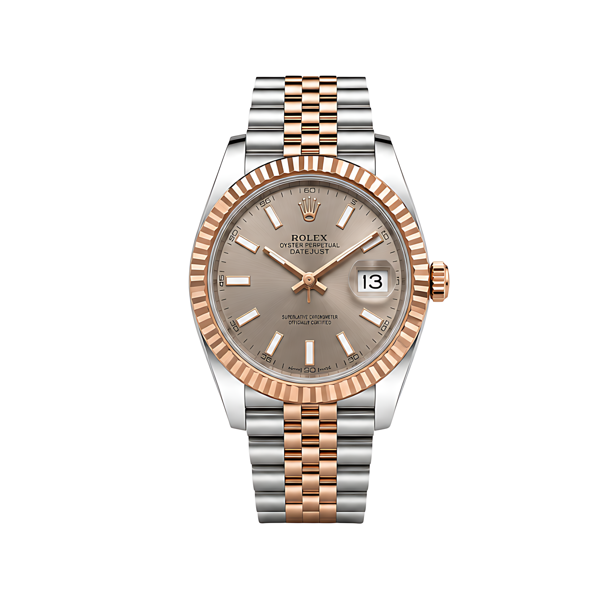 Rolex Datejust Sundust Dial Two Tone Rose Gold Watch