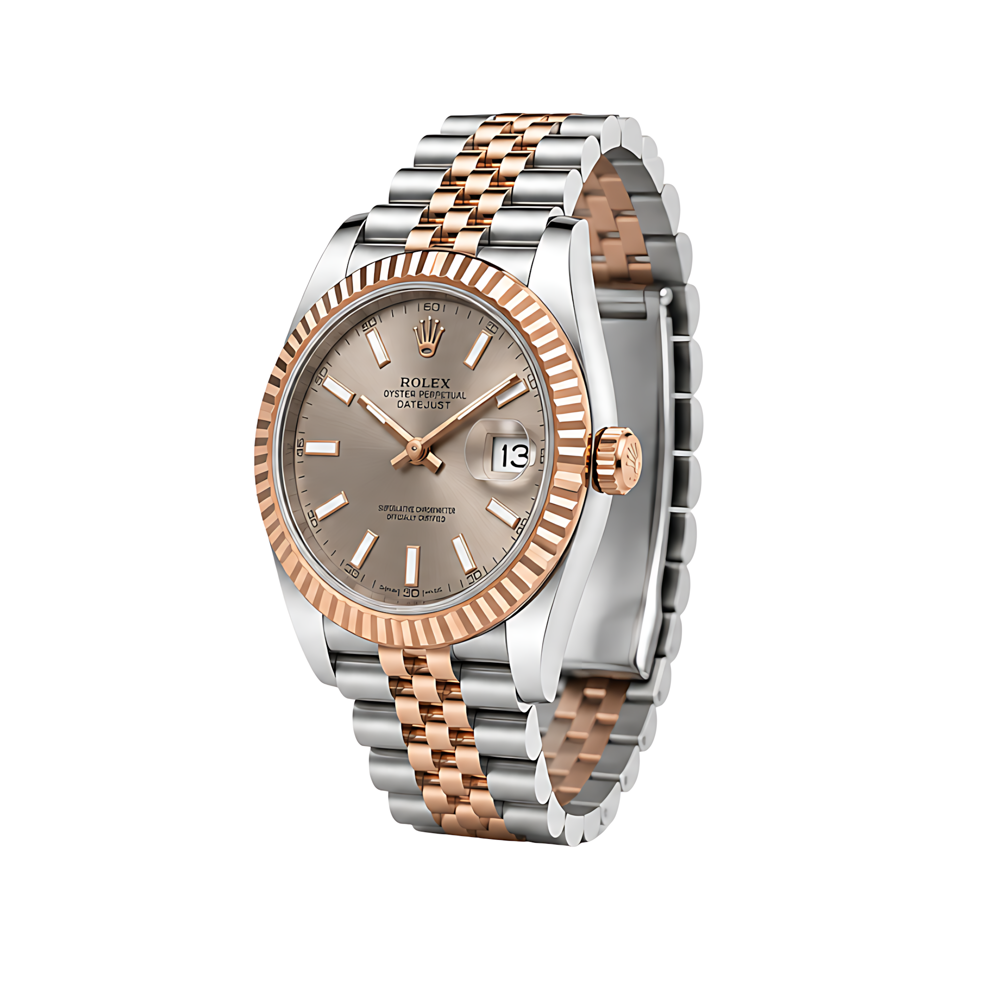Rolex Datejust Sundust Dial Two Tone Rose Gold Watch