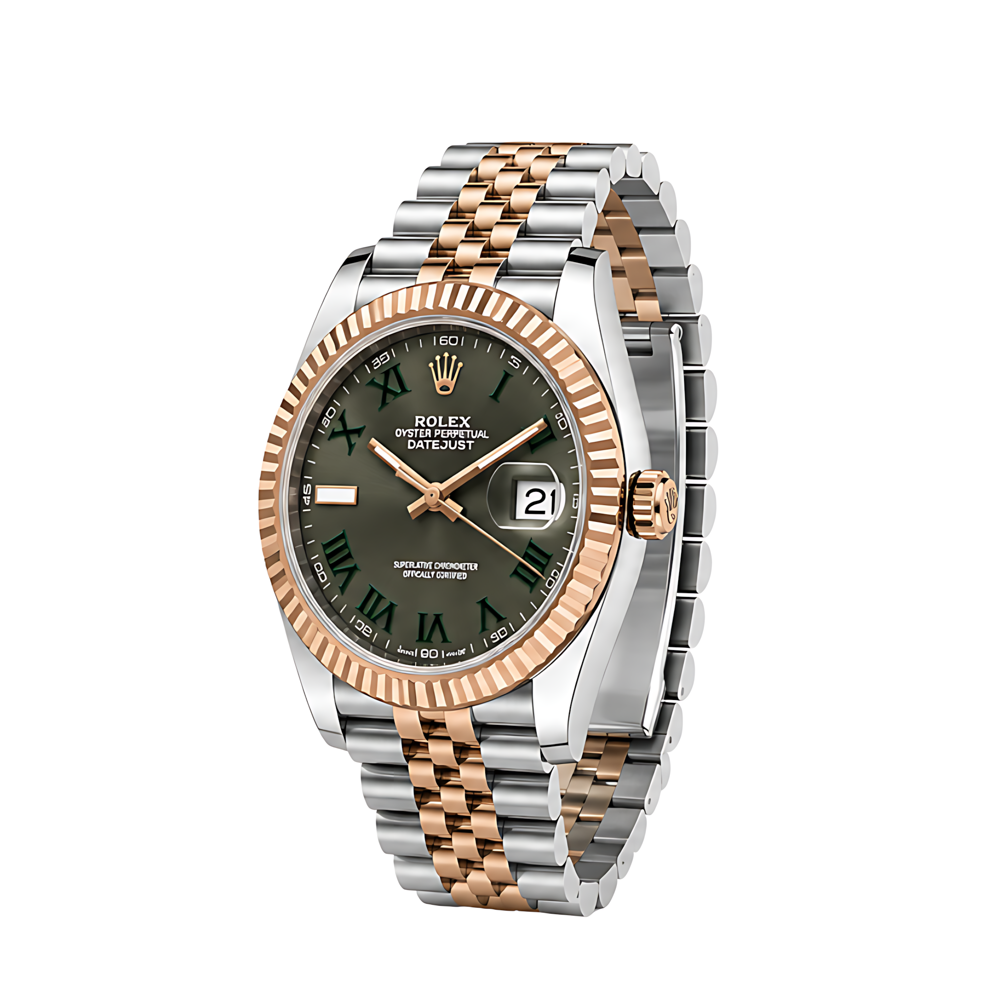 Rolex Datejust Wimbledon Dial Two Tone Rose Gold Watch