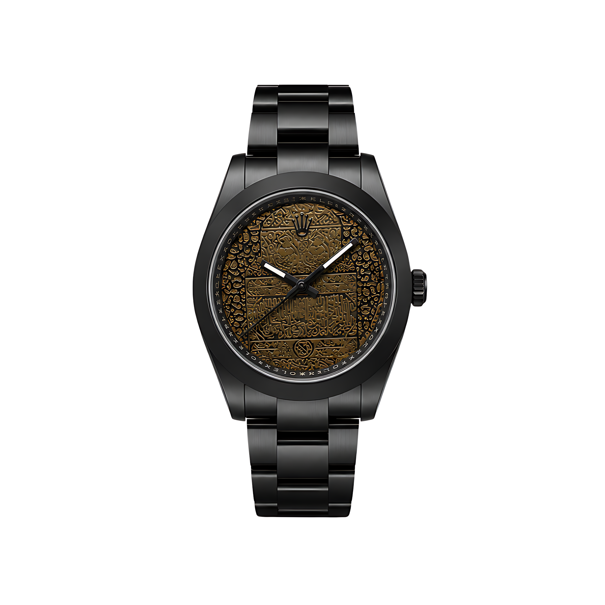 Rolex Milgauss Arabic Gold Dial Matte Black Watch – Black & Gold & Matte Black