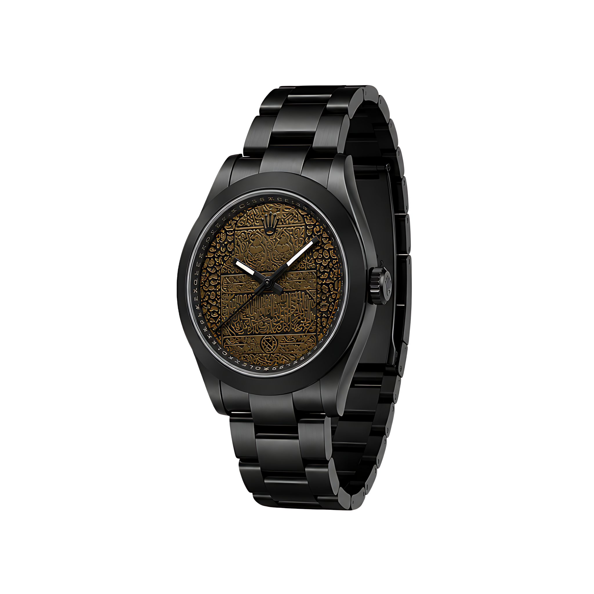 Rolex Milgauss Arabic Gold Dial Matte Black Watch – Black & Gold & Matte Black