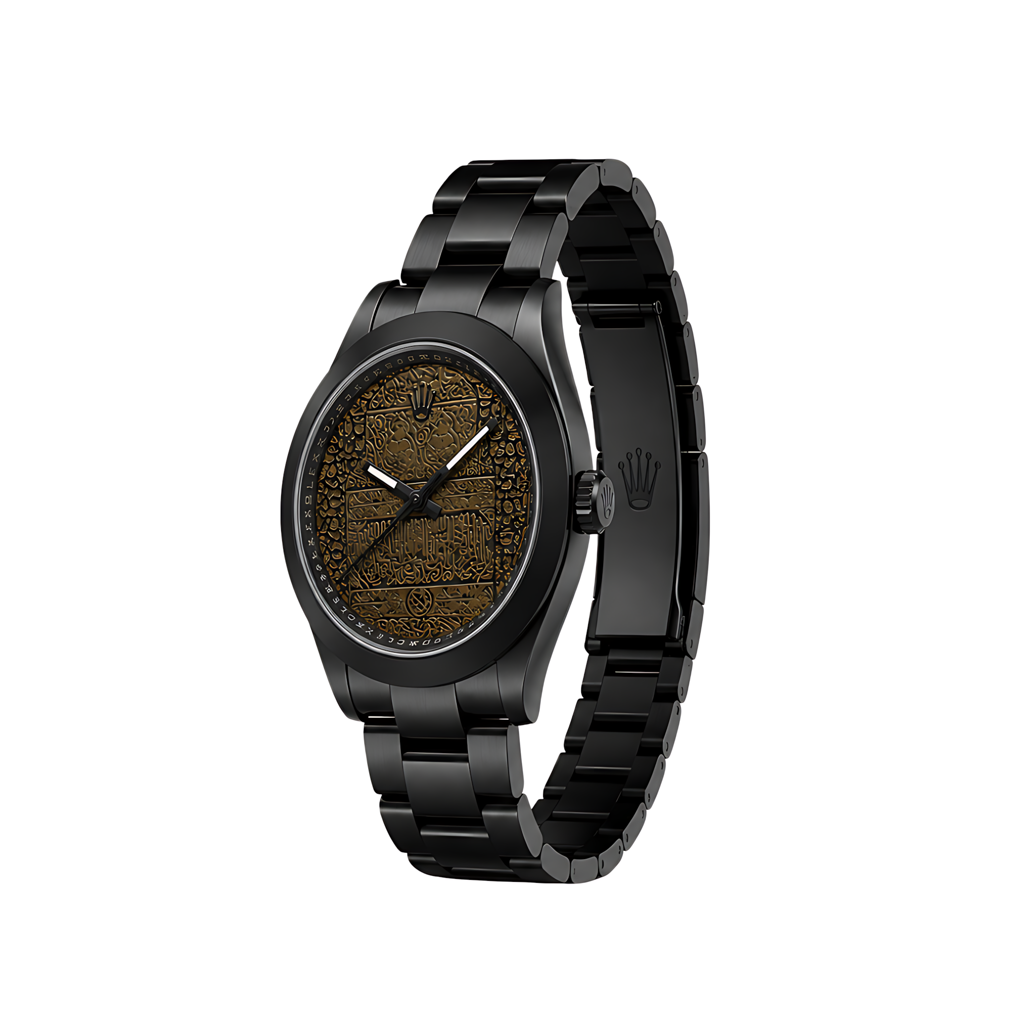Rolex Milgauss Arabic Gold Dial Matte Black Watch – Black & Gold & Matte Black