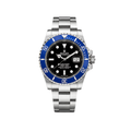 Rolex Submariner Date Black Dial Blue Bezel Silver Watch