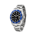 Rolex Submariner Date Black Dial Blue Bezel Silver Watch