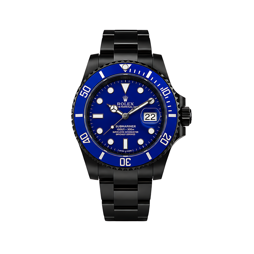 Rolex Submariner Date Blue Dial Blue Bezel Black Watch