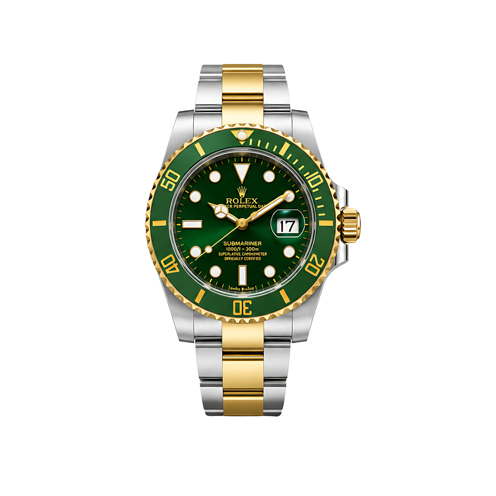Rolex Submariner Date Green Dial Green Gold Bezel Gold Silver Watch