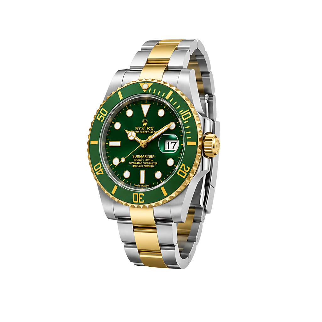 Rolex Submariner Date Green Dial Green Gold Bezel Gold Silver Watch