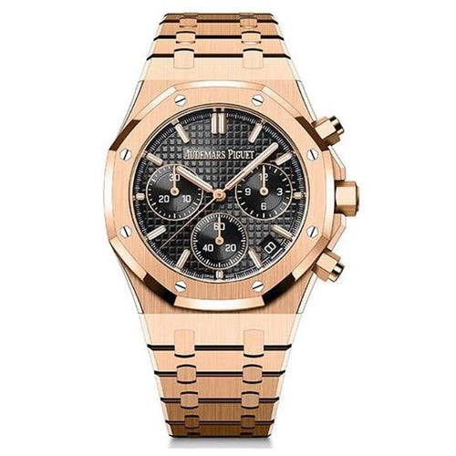 Audemars Piguet Royal Oak Selfwinding Chronograph Pink Gold Black Dial Watch