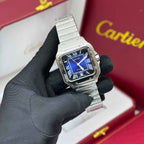 Cartier Santos de Steel Blue Dial 15feb 079 Watch