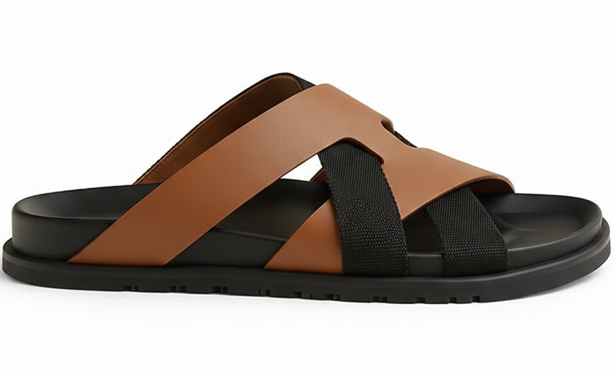 Hermès Kazimir Natural & Black Sandal – Men’s Edition