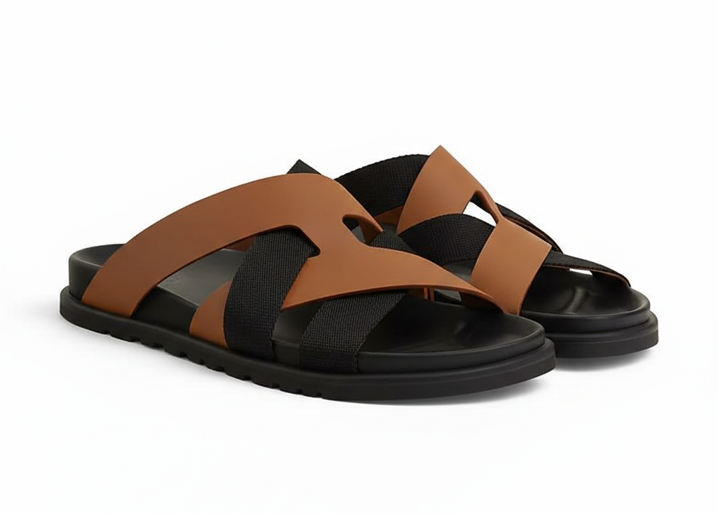 Hermès Kazimir Natural & Black Sandal – Men’s Edition