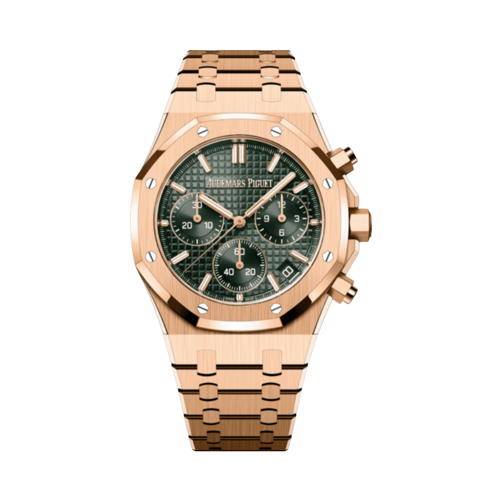 Audemars Piguet Royal Oak Selfwinding Chronograph Stainless Gold Steel Green Dial Watch