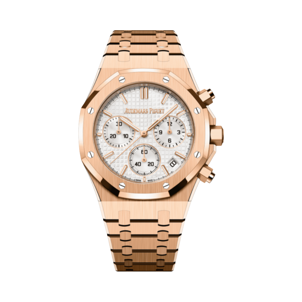 Audemars Piguet Royal Oak Selfwinding Chronograph Stainless Gold Steel White Dial Watch
