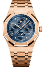 Audemars Piguet Royal Oak Perpetual Calendar Pink Gold Blue Dial Watch