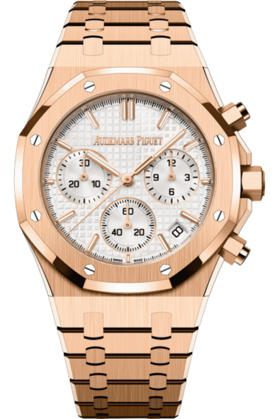 Audemars Piguet Royal Oak Selfwinding Chronograph Stainless Gold Steel White Dial Watch