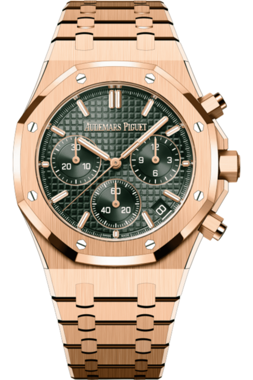 Audemars Piguet Royal Oak Selfwinding Chronograph Stainless Gold Steel Green Dial Watch